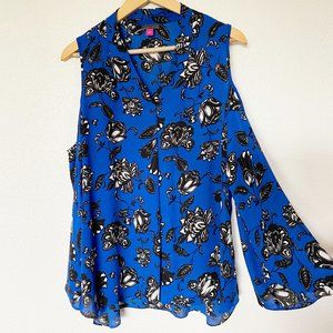 Vince Camuto Cold Shoulder Long Sleeve Floral Size Large